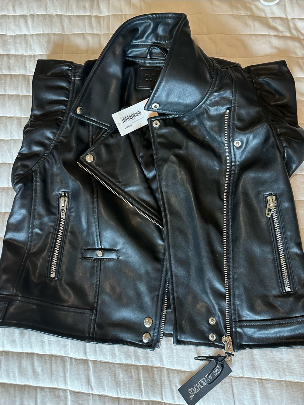 Blank NYC Black Faux Leather Moto Vest with Silver Hardware